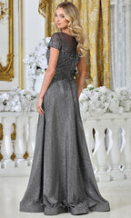 Adora Design 3316-03 - Illusion Bateau Embroidered Formal Gown