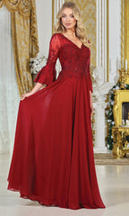 Adora Design 3317-03 - Three-Quarter Bell Sleeve Beaded Formal Gown