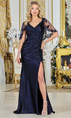 Adora Design 3327-03 - Embroidered Cape Sleeve Evening Gown