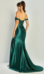Adora Design 3334 - Semi-Sweetheart Applique High Slit Gown