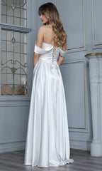 Adora Design 3343-01 - Minimalist Draped Off Shoulder Gown