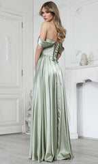 Adora Design 3343-01 - Minimalist Draped Off Shoulder Gown