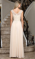 Adora Design 3353-03 - Embroidered Flowing Cap Sleeve Gown