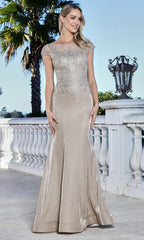 Adora Design 3355-03 - Cap Sleeve Mermaid Style Formal Gown