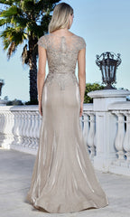Adora Design 3355-03 - Cap Sleeve Mermaid Style Formal Gown