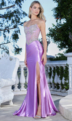 Adora Design 3369 - Beaded Illusion Corset Long Sheath Gown