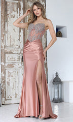 Adora Design 3369 - Beaded Illusion Corset Long Sheath Gown