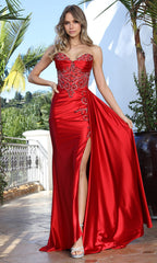 Adora Design 3373 - Sweetheart Fitted Gown with Sash Panel