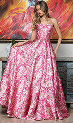 Adora Design 3385 - Strapless Floral Texture Ballgown