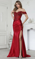 Adora Design 3391 - Off Shoulder Beaded Illusion Corset Gown
