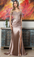 Adora Design 3391 - Off Shoulder Beaded Illusion Corset Gown