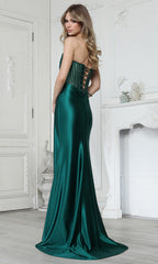 Adora Design 3392 - Sweetheart High Slit Gown with Beaded Top