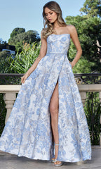 Adora Design 3397 - Floral Pattern Semi-Sweetheart Long Gown