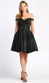 Adora Design 1025 - Off Shoulder Fit and Flare Cocktail Dress