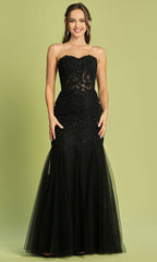 Adora Design 3108 - Mermaid Strapless Embroidered Long Dress