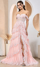 Adora Design 3174 - Tiered Sparkling Lace A-Line Dress