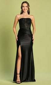 Adora Design 3184 - Lace Corset Straight Neckline Prom Dress