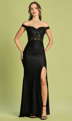 Adora Design 3189 - Embroidered Applique Off Shoulder Prom Dress