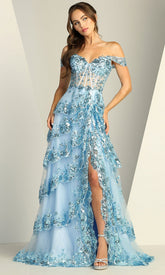 Adora Design 3214 - Tiered A-Line Off Shoulder Prom Dress
