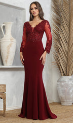Adora Design 3233 - Embroidered Applique Illusion Sleeve Prom Dress