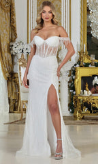 Adora Design 3238-01 - Fringed Off Shoulder Bridal Gown