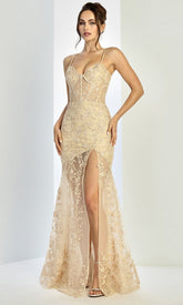 Adora Design 3242 - Floral Applique Sweetheart Mermaid Gown