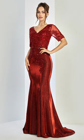 Adora Design 3252-03 - Beaded Lace Mermaid Formal Gown