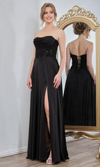 Adora Design 3254 - Embroidered Illusion Corset Flowing A-Line Gown