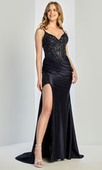 Adora Design 3280 - Lace Applique Sheath Prom Gown with Thin Straps