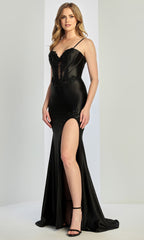 Adora Design 3291 - Lace Applique Spaghetti Strap Long Gown