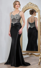 Adora Design 3294 - Ruched Waist Crystal Ornate Prom Gown