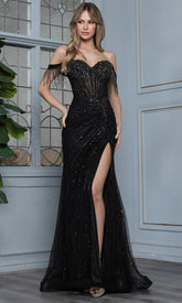 Adora Design 3362 - Fringed Sleeve Beaded Sheath Gown