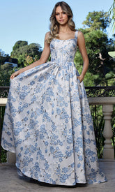 Adora Design 3396 - Floral Bodice Wide Strap A-Line Gown