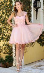 Adora Design 1004 - Scalloped Hem Embroidered Lace A-line Dress