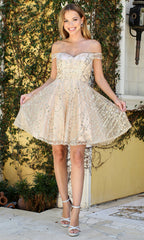 Adora Design 1023 - Open Back Sparkling A-Line Mini Dress