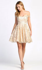 Adora Design 1023 - Open Back Sparkling A-Line Mini Dress