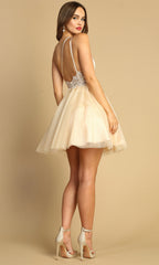 Adora Design 1040 - One Shoulder Applique Cocktail Dress