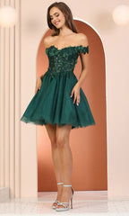 Adora Design 1041 - 3D Floral Applique Layered A-Line Dress