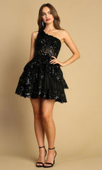Adora Design 1044 - One Shoulder Tiered Party Dress
