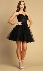 Adora Design 1047 - Embroidered Corset A-Line Cocktail Dress