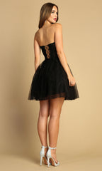 Adora Design 1047 - Embroidered Corset A-Line Cocktail Dress