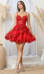 Adora Design 1056 - Scalloped Hem Sparkle Sweetheart Dress