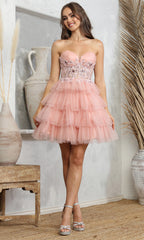 Adora Design 1062 - Ruffle A-Line Embroidered Applique Dress