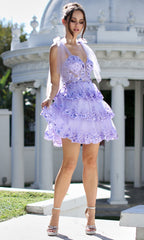 Adora Design 1063 - Embroidered Tiered A-Line Cocktail Dress