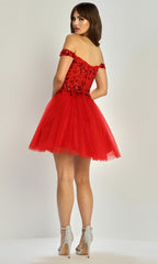 Adora Design 1070 - Floral Beaded Applique Corset Short Dress