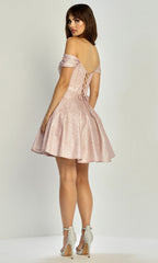 Adora Design 1079 - Off Shoulder Short Dress with Crystal Accent