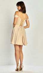 Adora Design 1088 - Cow Neckline Flared Cocktail Dress