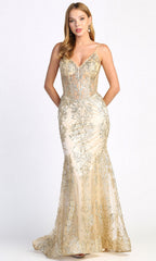Adora Design 3053N - Sparkling Applique Mermaid Long Dress