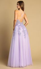 Adora Design 3088 - Applique Sleeveless A-Line Evening Dress
