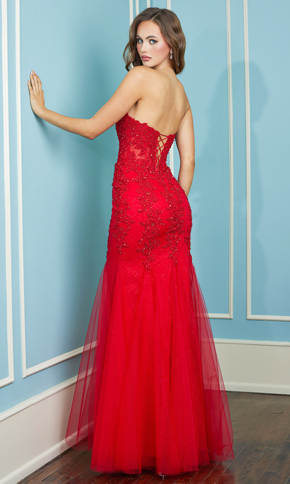 Adora Design 3108 - Mermaid Strapless Embroidered Long Dress